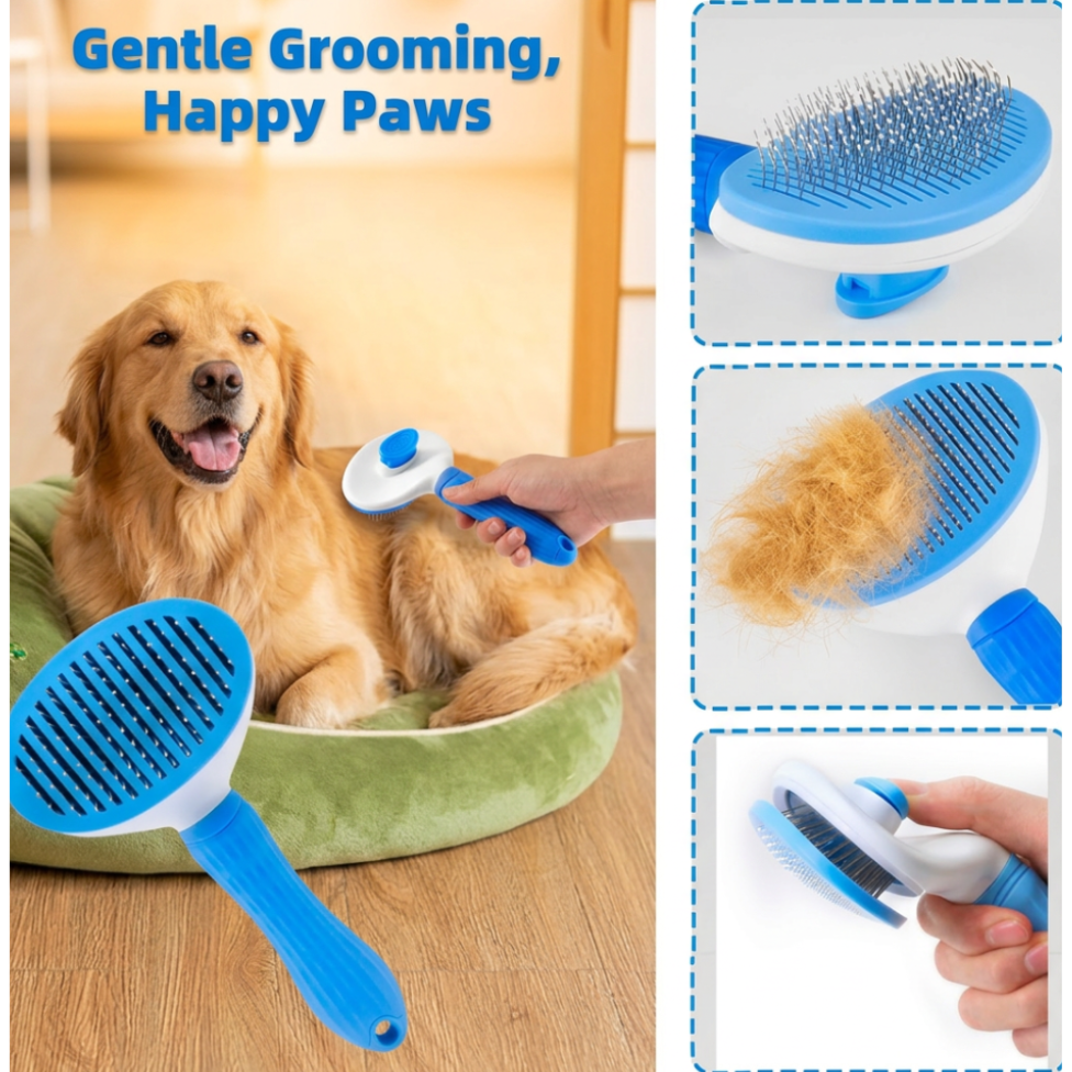 7-in-1 Pet Grooming Kit – Self-Cleaning Brush, Nail Clipper, Flea Comb, Bath & Dental Care Tools