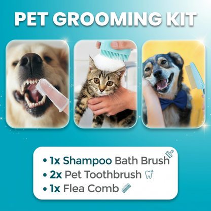 7-in-1 Pet Grooming Kit – Self-Cleaning Brush, Nail Clipper, Flea Comb, Bath & Dental Care Tools